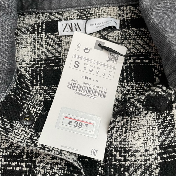 NWT Zara black checkered/plaid button down jacket - Picture 12 of 12